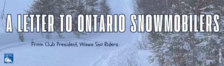 Letter to Ontario Snowmobilers